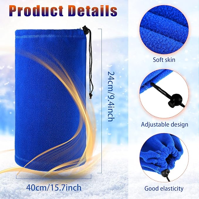 SATINIOR 12 Pcs Winter Neck Gaiters Fleece Neck Warmer Drawstring Thermal Face Scarf Ear Warmers Headband Head Wrap Ear Muff