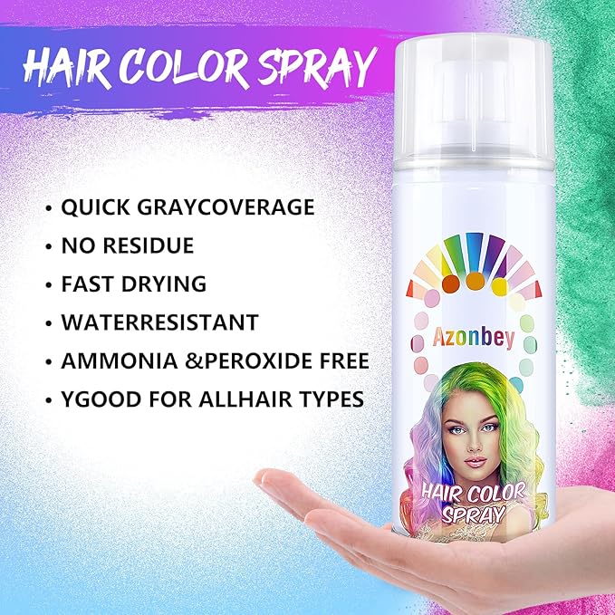 Halloween Hair Spray,Temporary Hair Color Spray for Women Kids Men,Washable Hairspray,Colored Hair Spray,Color Hairspray for Halloween,Party,Cosplay,Christmas Day (#White)