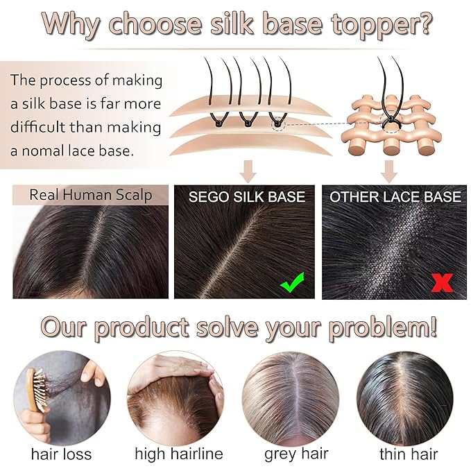 Hair Toppers for Women Real Human Hair With Bangs, 13 * 15 cm Larger Silk Base 150% Density Clip In Topper Hairpieces, Wiglet Top Pieces Add Volume -12 Inch 4P27 Medium Brown&Dark Blonde