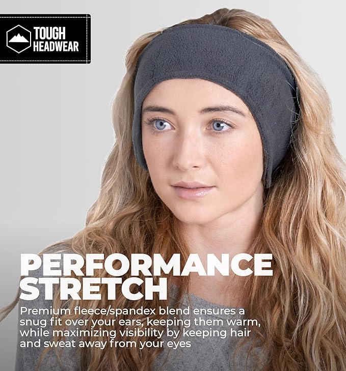 Tough Headwear Winter Headbands for Women - Ear Warmers - Ear Muffs for Winter - Fleece Headband for Men & Women for Cold Weather
