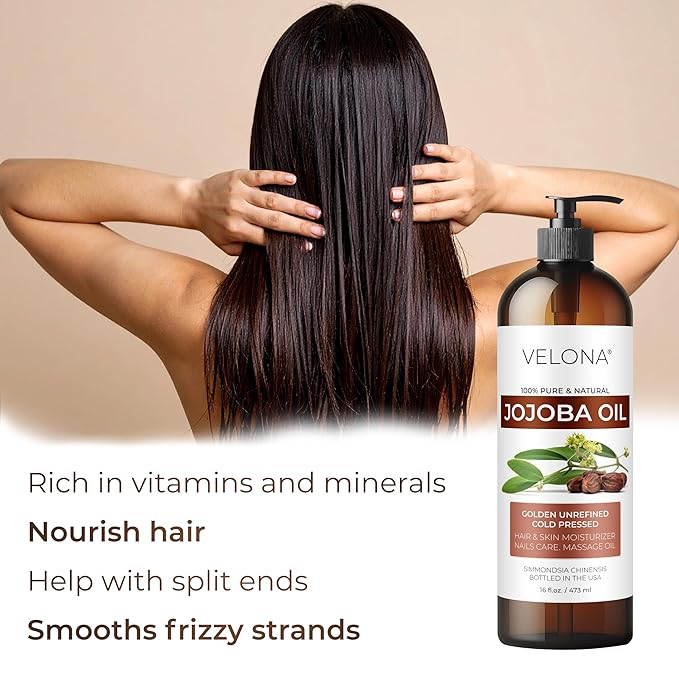 velona Jojoba Oil - 1 Gallon / 128 Fl Oz | 100% Pure and Natural | Golden, Unrefined, Cold Pressed, Hexane Free | Moisturizing Face, Hair, Body, Skin Care, Stretch Marks, Cuticles