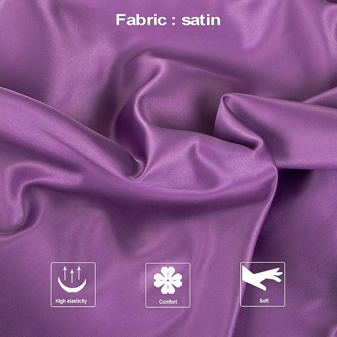 NTBAY Zippered Satin Pillow Cases for Hair and Skin, Luxury King Hidden Zipper Pillowcases Set of 2, 20x36 Inches, Purple