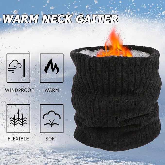 3 Pack Winter Neck Warmer & Ski Mask for Men Women Thermal Warm Fleece Face Mask Neck Gaiter Scarf Gift