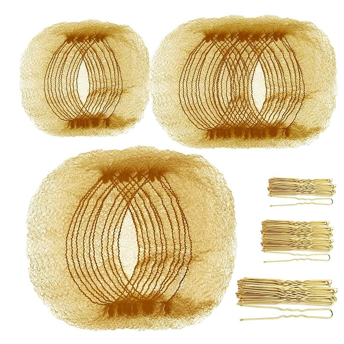 Teenitor Hair Nets and U-Pins Set - 40 Invisible Mesh Nets with Elastic Edge, 80 U-Shaped Pins for Ballet Buns, Sleeping, Wigs (Dark Blonde)
