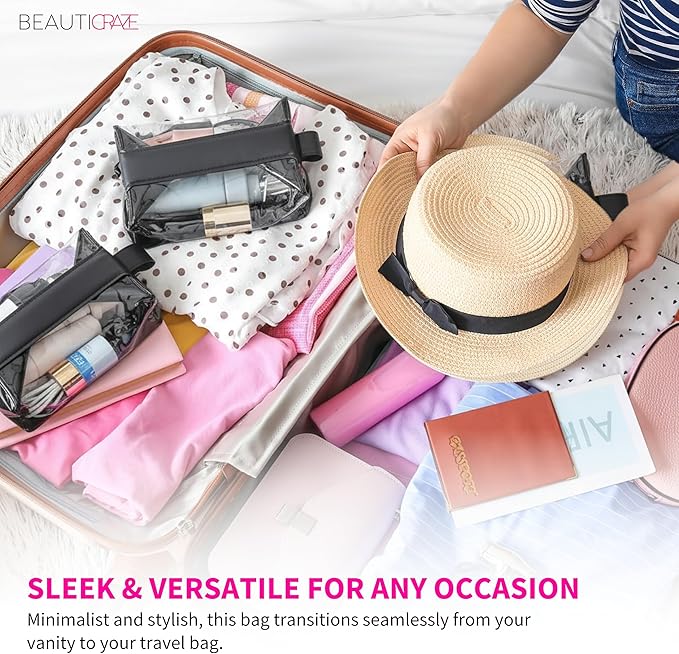 Magnetic Travel Toiletry Bag – Clear TSA-Approved Quart Kit with Magnetic Closure | Leak-Resistant, Durable & Modular Design | Perfect Hygiene Organizer for Travel Essentials (Ink)