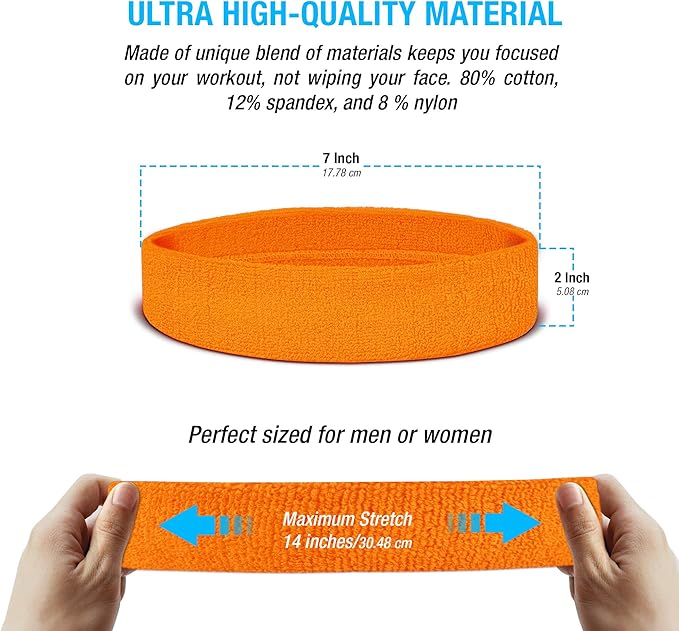 Suddora Sweatbands Set, Moisture Wicking 2 Wristbands and 1 Headband, Breathable Terry Cloth Athletic Bands for Basketball, Tennis, Yoga, Gym, Sweat Bands for Costumes and Cosplay