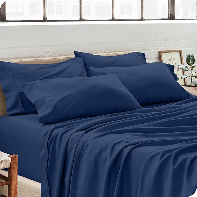 Bare Home Microfiber Bulk Pillow Cases - Standard/Queen Size Set of 4 - Cooling Pillowcases - Double Brushed - Dark Blue Pillowcases 4 Pack - Easy Care (Standard - 4 Pack, Dark Blue)