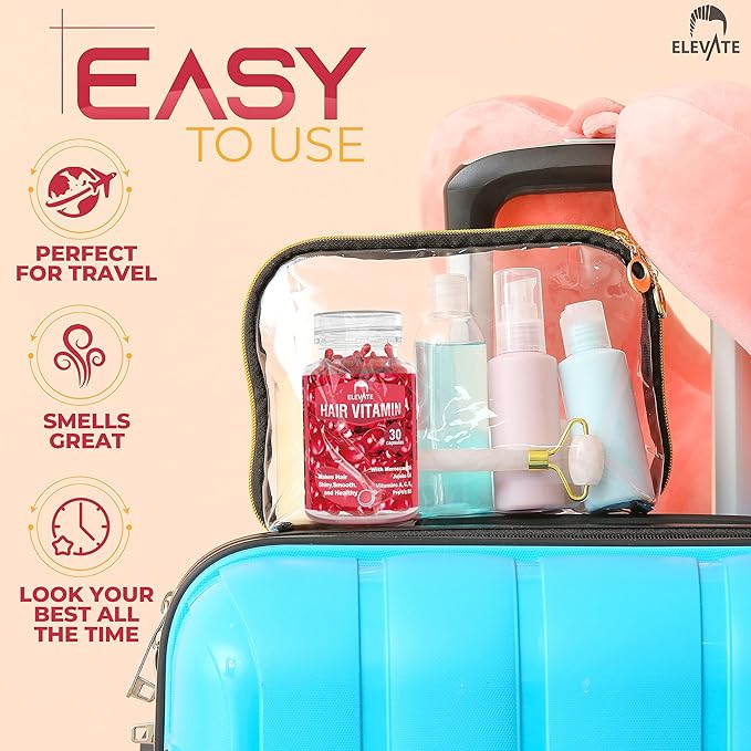 Elevate Hair Treatment Serum Oil Capsules - Conditioning Repair & Moisturizing Formula with Argan Jojoba Oils Vitamins A C E Pro Vitamin B5 Healthier Smooth Silky Thicker for Softness (1 Bottle)