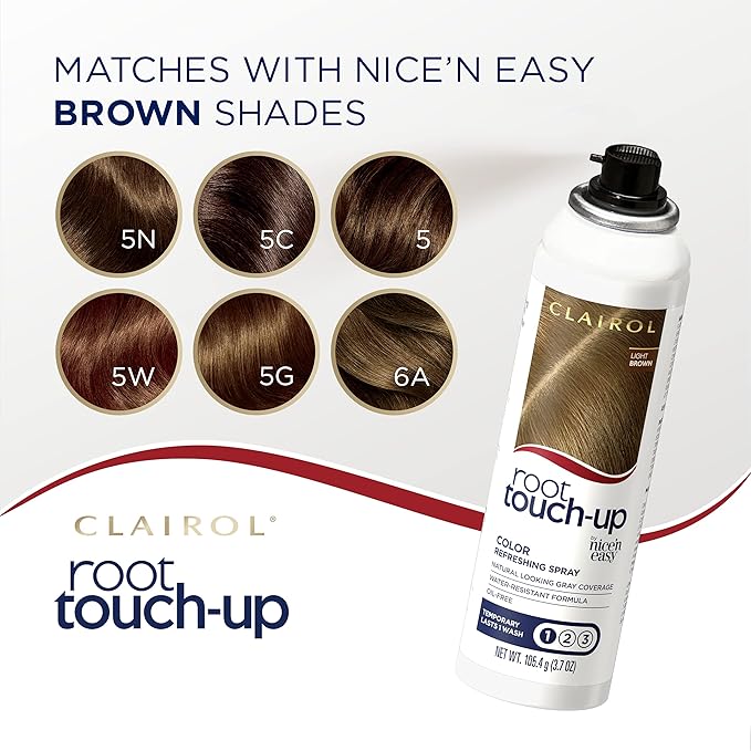 Clairol Root Touch-Up by Nice'n Easy Temporary Hair Coloring Spray, Light Brown Hair Color, Pack of 2