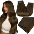 Full Shine Light Brown Real Hair Extensions Clip in Human Hair 150G Clip in Hair Extensions Real Human Hair 22 Inch 7 Pcs