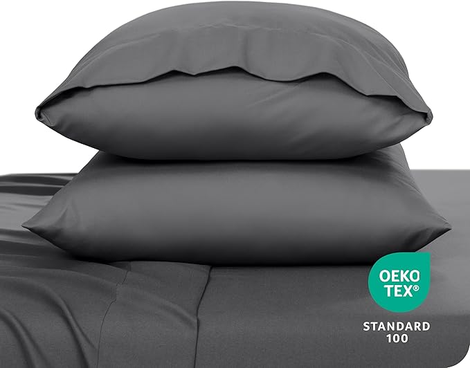 Bare Home Microfiber Pillow Cases - Standard Size Set of 2 - Cooling Pillowcases - Double Brushed - Easy Care - Envelope Closure (Standard Pillowcase Set of 2, Grey)