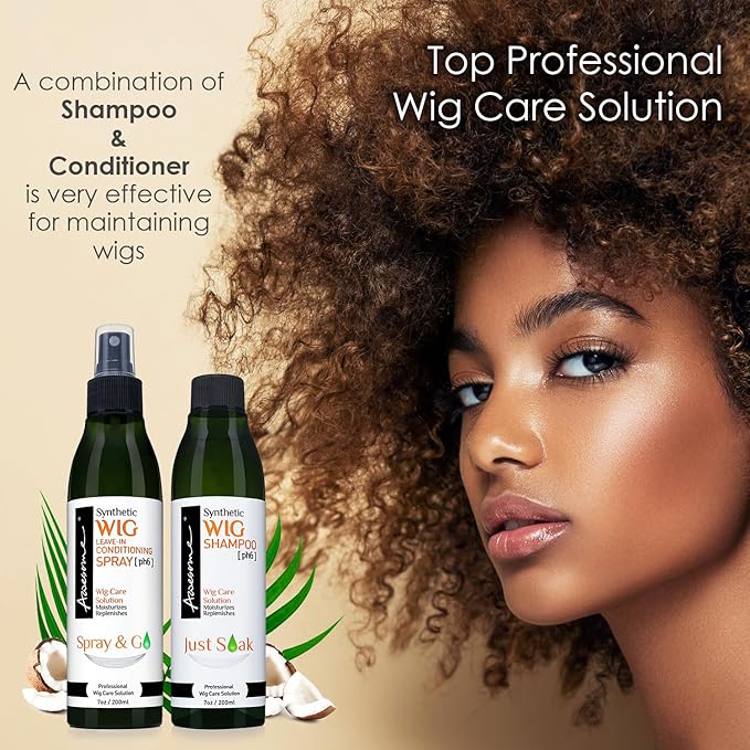 Awesome Synthetic Wig Shampoo, pH6, Professional Wig Shampoo for Synthetic Hair Wigs, Silkiness & Shine, Freshness Feeling 7 fl oz(1 set of 2)