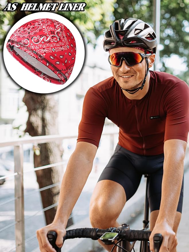 SATINIOR 6 Pcs Cooling Skull Cap Helmet Liner Sweat Wicking Cap Hard Hat Liner Bandana for Men Women Sports Cycling Running