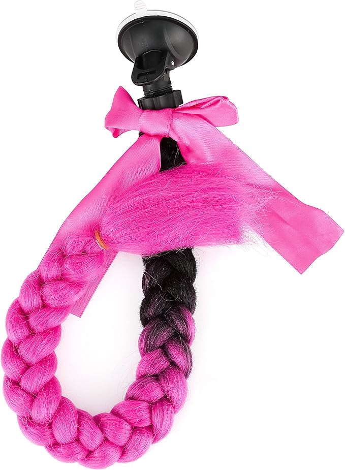 SEGO 1PCS/2PCS Helmet Pigtail Braids with Detachable Suction Cup Bowknot Ponytail Hair Many Colors (Helmet not Included)