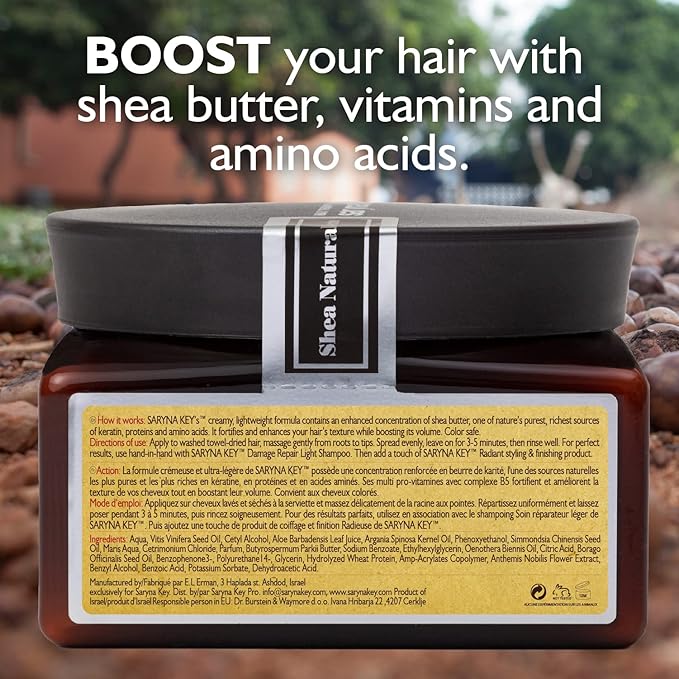 Saryna Key Light Damage Repair Treatment Butter Mask - African Shea Butter for Dry Hair Treatment - Rejuvenating Butter Moisturizer with Natural Keratin and Vitamins A, E, F(300ml/10.14oz)