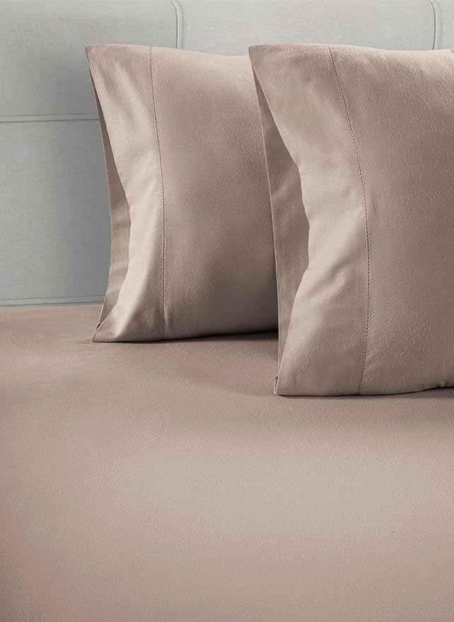 Lane Linen 100% Organic Cotton Pillow Cases Standard Size Set of 2 (20"x26") - Cotton Pillowcases Standard Size - Soft Brown Pillow Cases Set of 2 - Standard Pillow Case Pack of 2 - Taupe