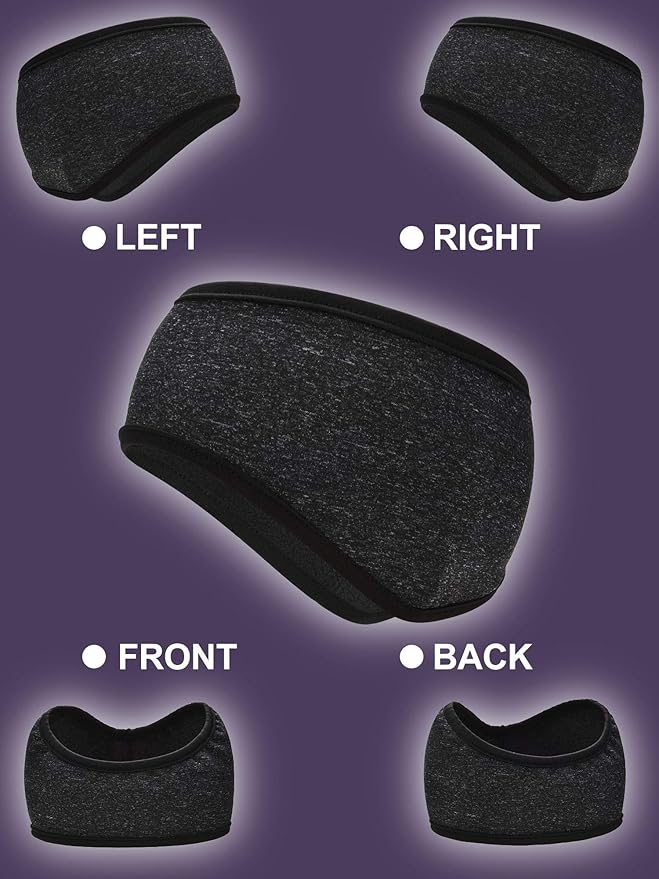 Blulu 3 Pcs Fleece Ear Warmers for Men Women Headband Cover Ear Muffs for Cold Weather Winter Running Cycling Ski