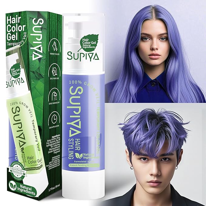 Temporary Hair Color Gel, Purple Hair Dye Color Gel Washable Natural Instant Hair Color Wax for DIY Hairstyle for Kids Men Women(Color #9)