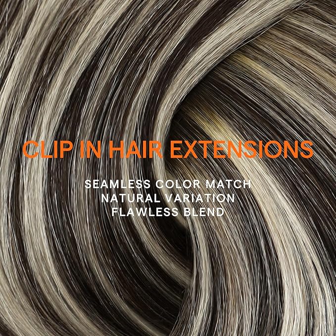Full Shine Clip in Extensions Real Human Hair Dark Brown Ombre Invisible Clip in Hair Extensions Human Hair 20 Inch Dark Brown Balayage Blonde Remy Hair Extensions 7 Pcs 120 G