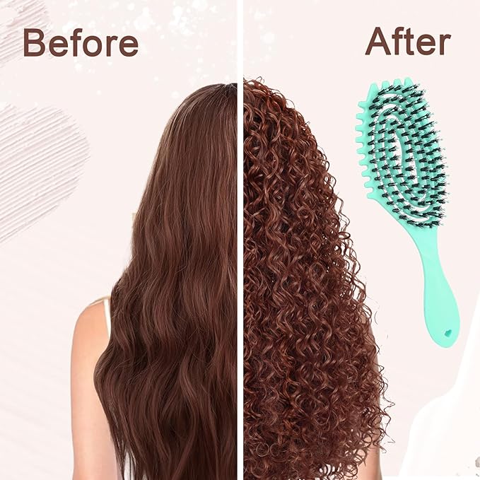 Curly Defining Brush, 1-Pack Vented Hair Brushes Blow Dry and Wet Detangling Curly Styling Hair Brush (Light Green)