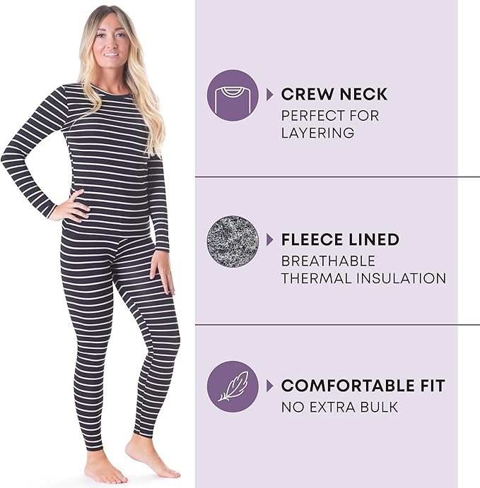 Rocky Thermal Underwear Women Long Johns Womens Thermals Top Bottom Set Fleece Lined Under Wear Clothes Base Layer Thermals