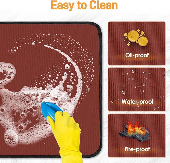 Heat Resistant Mats for Countertop - Fireproof 16x24in Heat Resistant Mats for Air Fryer - Kitchen Countertop Protector for Air Fryer, Coffee Maker, Stand Mixer, Toaster, Oven 2PCS - Red