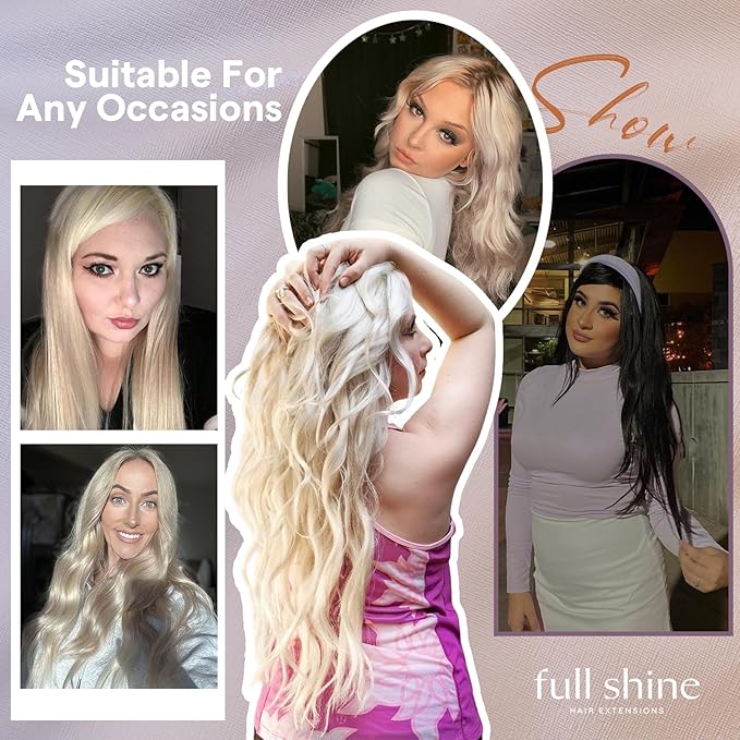 Full Shine Balayage Tape in Hair Extensions Color 4/24/4 Brown And Blonde Tape in Weft Hair Extensions Human Hair 18Inch Long Tape Double Weft 50G for Daily Office Look Natural One Piece