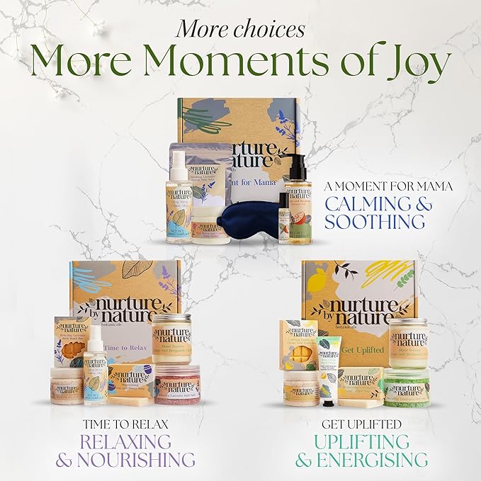 Nurture by Nature Relaxing Spa Gifts for Women - New Mom Gifts Care Package for Women with Deep Sleep Pillow Spray & Bath Salts, Vegan & Cruelty Free New Mommy Essentials - Baby Shower Gift Baskets