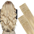 GOO GOO Invisi Edge Tape in Hair Extensions Human Hair, 18ET90A Natural Blonde Balayage, 10pcs 20inch 30g, Virgin Remy Hair, Seamless Injected Tape, Natural Look