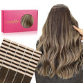 WENNALIFE Tape in Hair Extensions, 40pcs 100g 16 Inch Balayage Chocolate Brown to Honey Blonde, Human Straight Reusable Real Hair