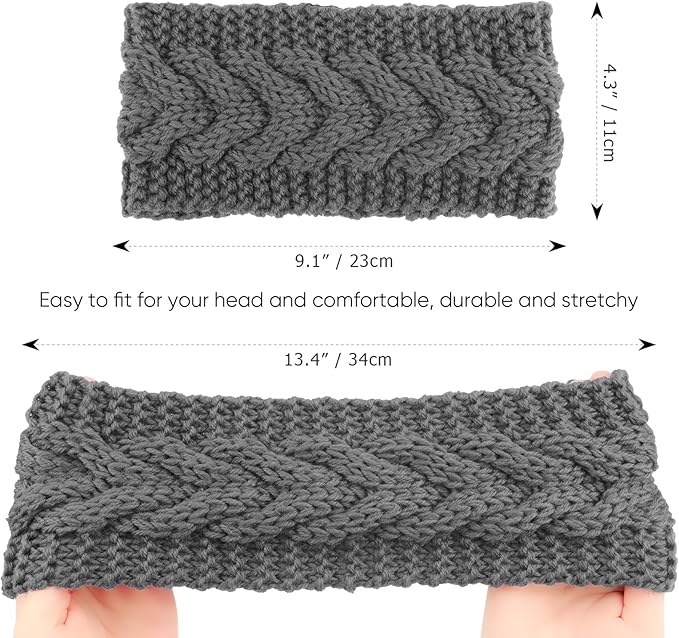 DRESHOW Knit Crochet Headband for Women Ear Warmer Soft Turban Stretch Warmer Headbands Winter Fashion Head Wrap