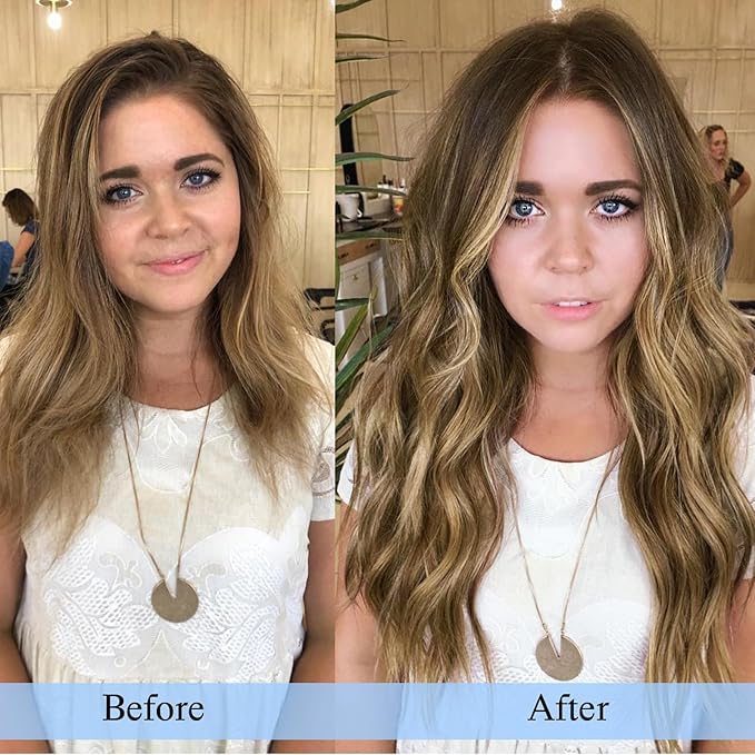 DOORES Human Hair Clip in Extensions, Medium Brown Highlighted Dirty Blonde, 24 Inch 7pcs 120g, Remy Straight Natural Real Hair