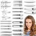 OIIKI 24pcs Silver Y2K Hair Clips, 12 Style Metal Alligator Clips Barrettes for Women, Non-Slip 2000s Star Hairclips Cool Hair Accessories for Thin Thick Straight Curle Hairstyles