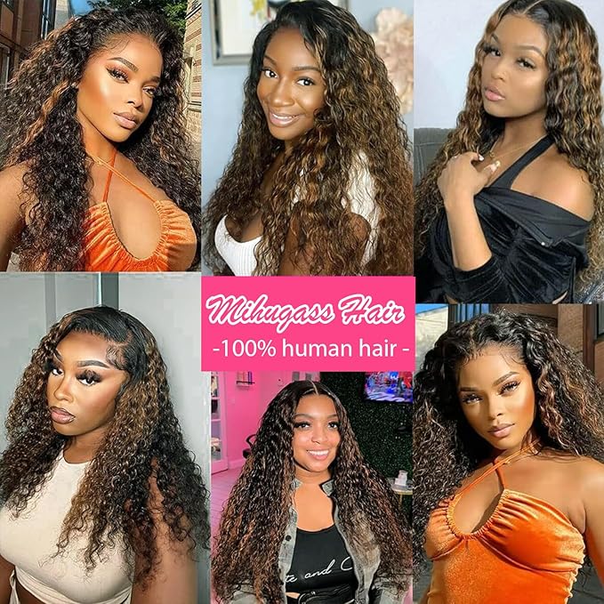3c 4a Curly Clip in Hair Extensions T1BP1B/30 Omber Kinky Curly Clip ins For Women Brazilian Virgin Clip on Hair (16inch,T1BP1B/30)