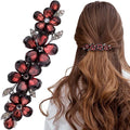 Joez Wonderful Rhinestone Hair Clips, Bridal Hair Accessories for Women, Sparkly Crystal Hair Pins, Fancy Hair Barrettes for Wedding, Bride, Long Hair (Red Flower, 1 Pcs)
