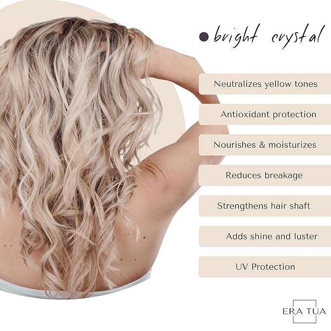 No Yellow Toning Conditioner for Blonde Hair, Silver, Bright Crystal and Purple | Brass Moisturizing Formula | Dutch Made | Green Tea, Jasmine & Rose Scent | 200 ml