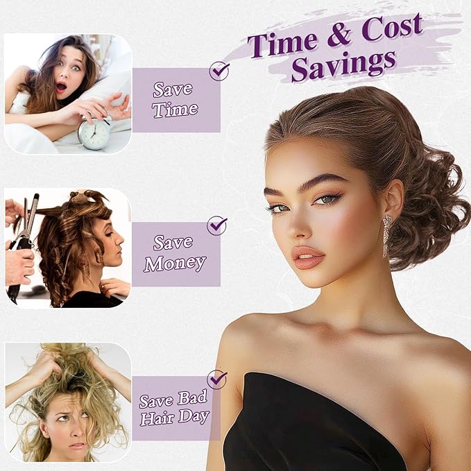 BARSDAR Drawstring Ponytail Extension - 10 Inch Short Wavy Medium Brown Ponytail Extensions for Women - Synthetic Comb Clip in Ponytail Hairpieces Fake Pony Tails Daily - Medium Brown Mixed