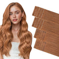 GOO GOO Invisi Edge Tape in Hair Extensions Human Hair, 330 Cinnamon Terra Copper 10pcs injected with 10pcs classical tape ins, 24inch 50g, Virgin Remy Hair, Natural Look
