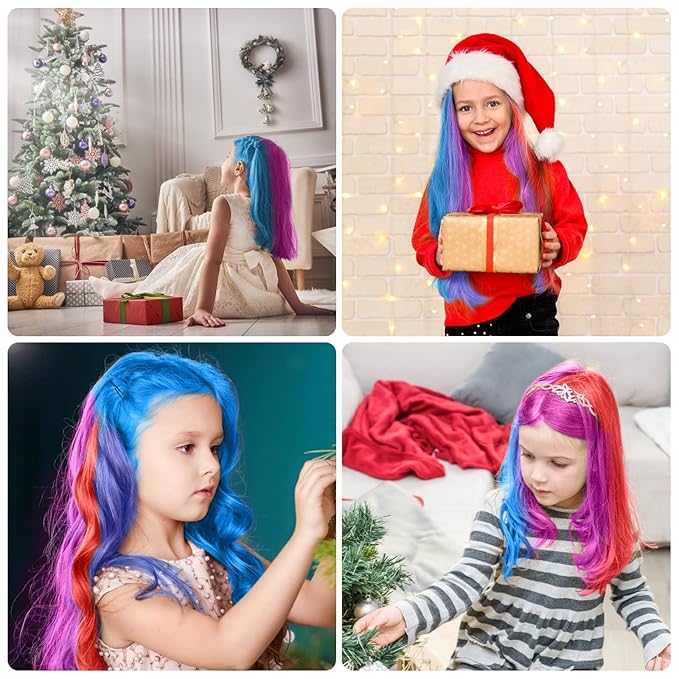 MSDADA New Hair Chalk Comb Temporary Hair Color Dye for Girls Kids with Light Color Hair, Washable Hair Chalk for Girls Age 4 5 6 7 8 9 10 Birthday Cosplay DIY, Christmas