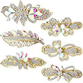 Geyoga 6 Pieces Vintage Hair Barrettes for Women Retro Flower French Pearl Crystal Rhinestones Clips Hair Pins for Women Styling Accessories(Novelty Style)