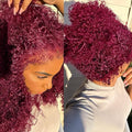 250 Density Hidden Strap Water Wave 360 99j Burgundy Glueless Wigs Human Hair Pre Plucked Pre Bleached Human Hair Wig With Drawstring Wet and Wavy HD Full Lace Front Wigs Human Hair 22 Inch