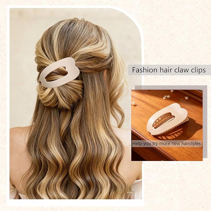 6 Pack Flat Hair Clips for Women,Large Claw Clips Strong Hold Hair Clips for for Thick & Thin Hair for Daily Styling