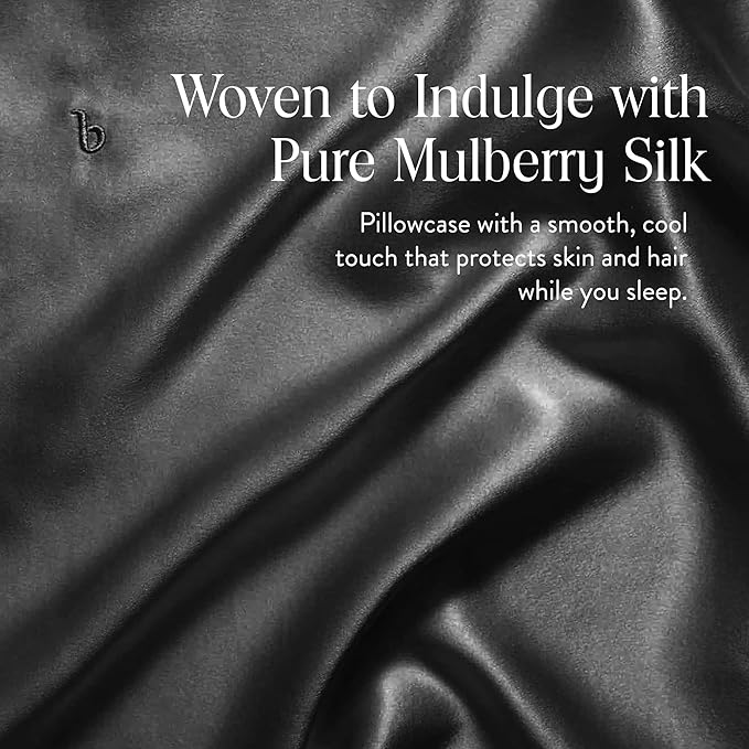 Brooklinen Mulberry Silk Pillowcase – 100% Pure Silk Pillow Case, Soft & Durable, Anti-Friction Comfort, Hight Quality Smooth Texture – Machine Washable & Breathable – Standard Size (Carbon)