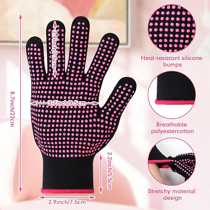 Riyiper 3 Pairs Heat Resistant Gloves for Sublimation, Gloves for Heat Press with Silicone Bumps Applies to Resistant Work, Hair Styling, Universal Fit Size