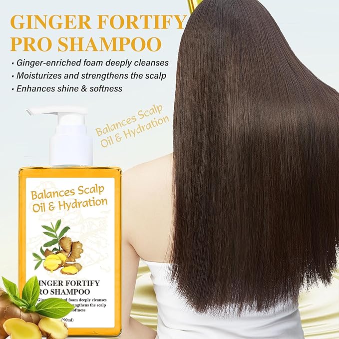 Soelegant Ginger Shampoo – Oil Control & Anti Hair Loss | Deep Cleanse & Scalp Care with Ginger Root Extract & Herbal Leaves | Anti Dandruff, Nourish & Volumizing for Men & Women, 10.144 FL OZ