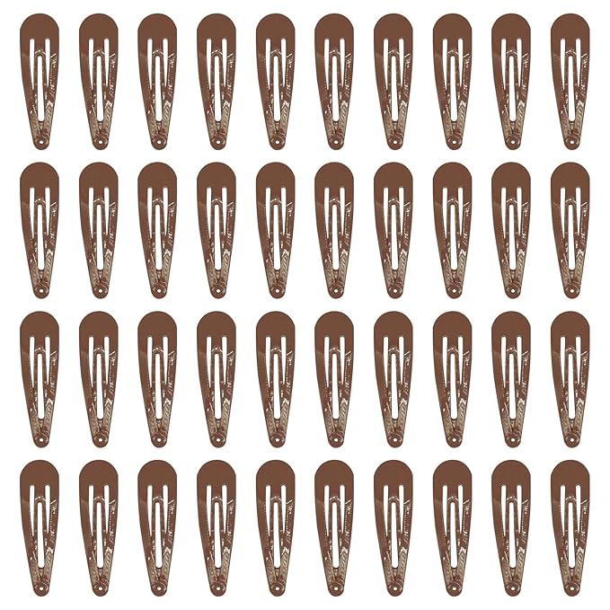 40 Pcs 2 Inch colorful Metal Snap Hair Clips No Slip Hair Barrettes For Women Hair Accessories(Brown)