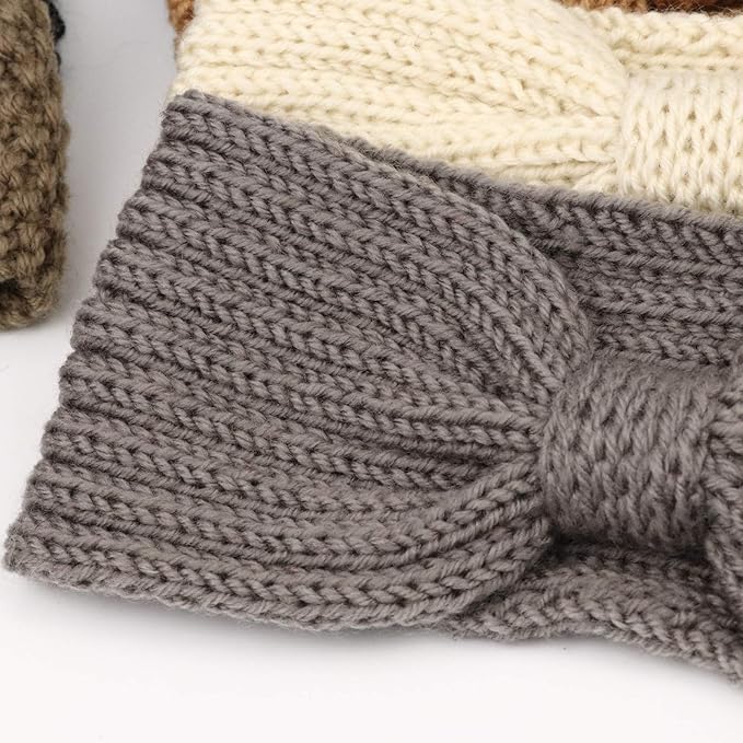 DRESHOW Knit Crochet Headband for Women Ear Warmer Soft Turban Stretch Warmer Headbands Winter Fashion Head Wrap