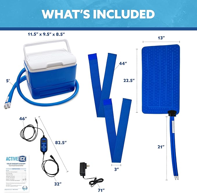 Polar Active Ice 3.0 | 9 QT Cold Therapy Ice Machine | Programmable Timer | Universal Rectangular Compression Pad | Cryotherapy Pain Relief System | Ace Bandage Style Compression
