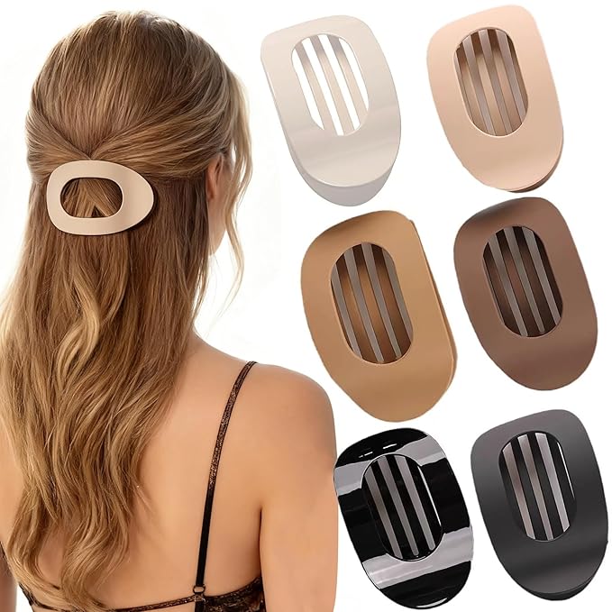 Flat Hair Clips for Women 6Pcs Strong Hold French Claw Clips for Thick or Thin Hair No Slip Grip Hair Claw Clips Hair Accessories for Styling Sectioning & Daily Wear