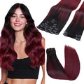 GOO GOO Clip in Hair Extensions Real Human Hair, Remy Human Hair Extensions Clip ins for Women, Natural Human Hair, 14inch 150g 9 Pcs, #1/99j Balayage Jet Black to Red